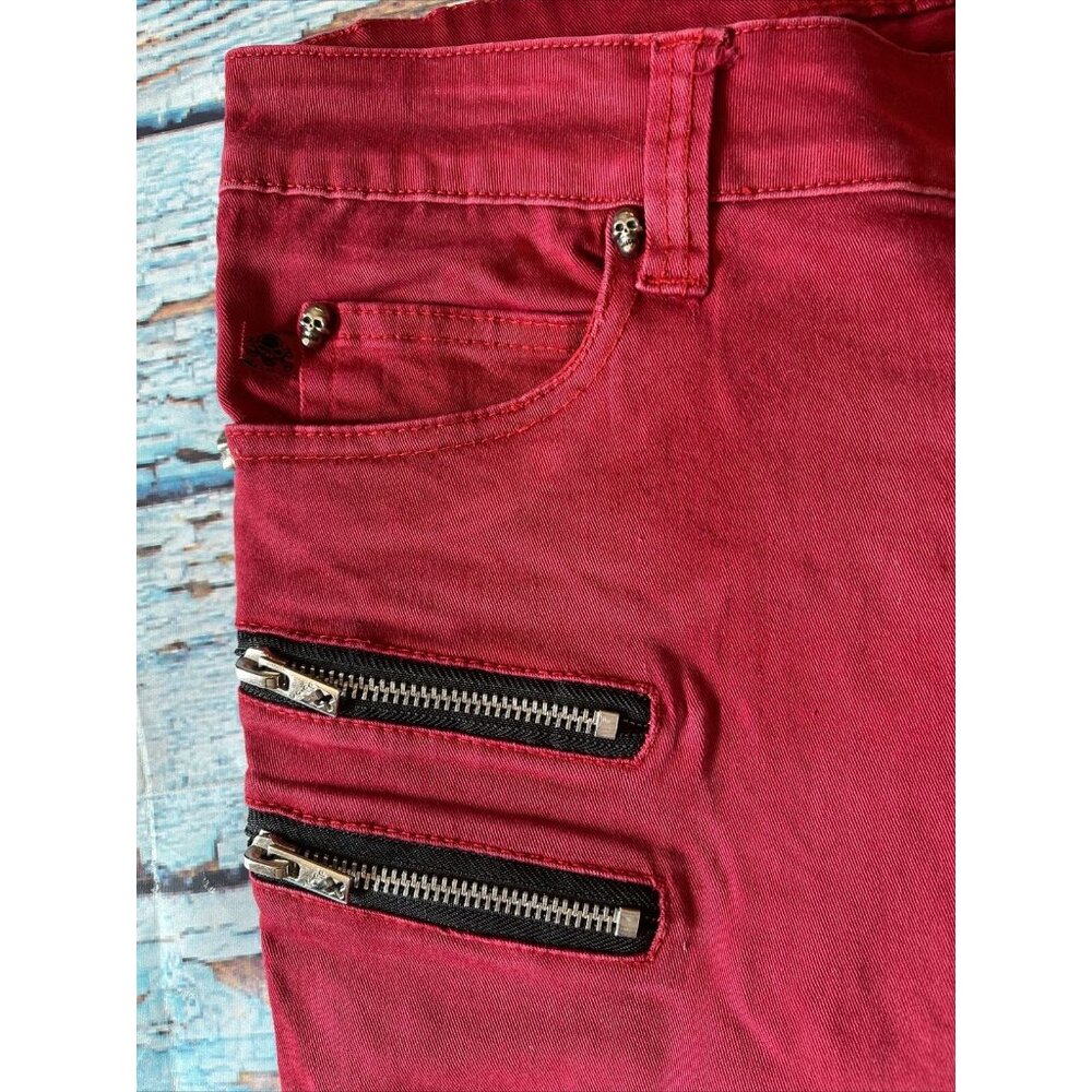 TRIPP NYC Pants WOMENS Size 3 Skinny Red Zipper Pockets Goth Punk - Picture 4 of 7